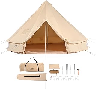 VEVOR Bell Tent - Tente de glamping en coton pour groupe - Beige