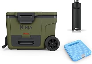 Ninja FrostVault FB245 - Glacière à roulettes isolante avec bouteille et bloc réfrigérant - Vert olive